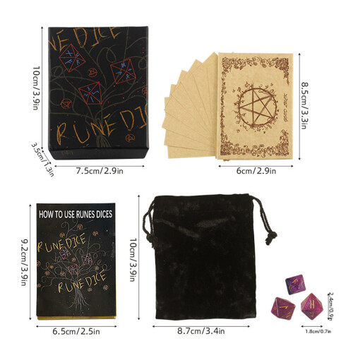 Resin Rune Dices Set Polyhedral Divination Symbols Dices for 2