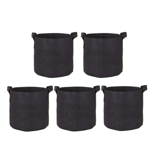 5Pcs Portable Black Planting Pouch with Air Permeability