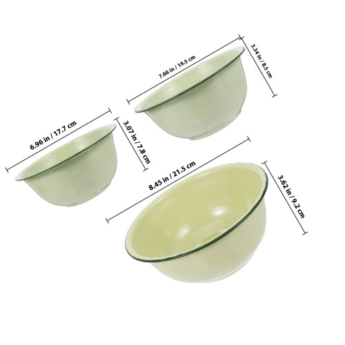 3pcs Enamel Mixing Bowl Set 1000ml 1400ml 1950ml 1