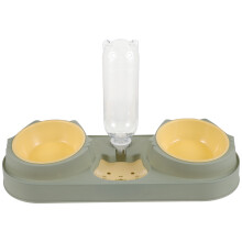 Pet Feeding Tool Double-Bowl Pet Feeder Green Pp 1pcs