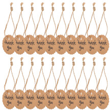 100 Pcs Thank You Tags With String Brown Wedding Round Paper Label