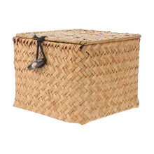 Straw Storage Box Child Decorative Bin With Lid Wicker Container