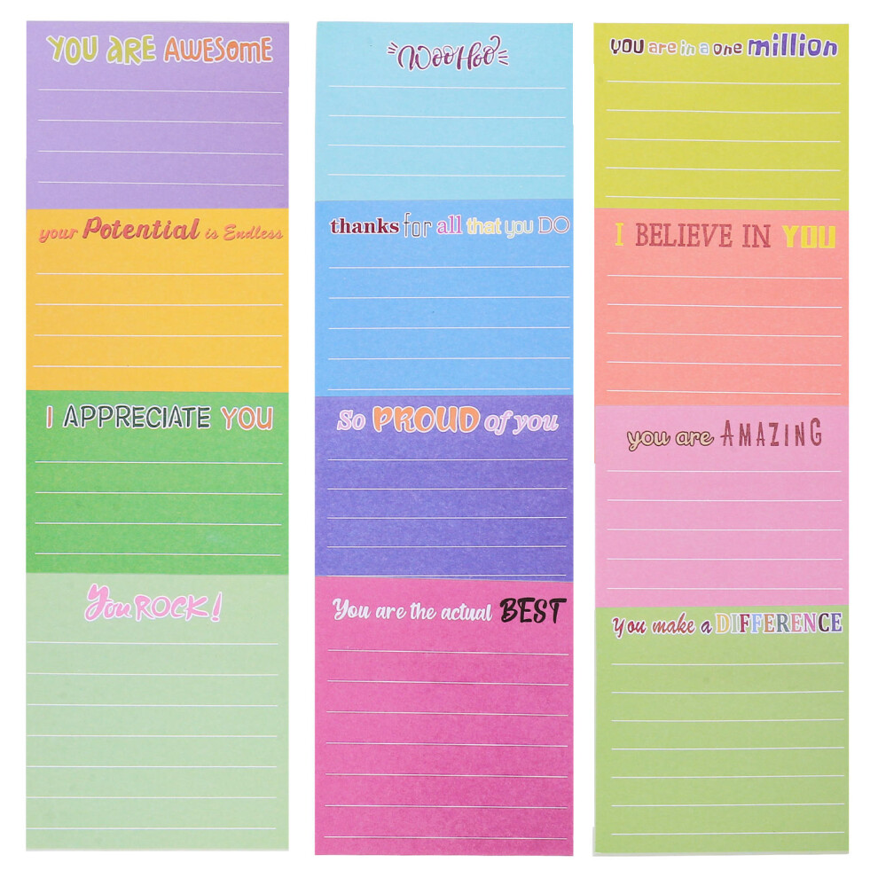 Memo Pads Assorted Color 12pcs 3.14x3.03x0.04in-image-OPC-PKG5W26-NEW
