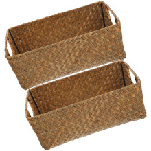 2 Pcs Storage Basket Toys Wicker Seagrass Bin Cubes Baskets