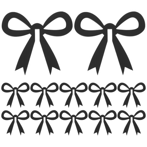 Birthday Party Decoration Bow Drinks Tags Black 12pcs