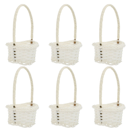 6-Pack Plastic Woven Storage Baskets Organizer Holder For