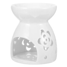 White Ceramic Essential Oil Burner Tealight Wax Warmer for Bedroom