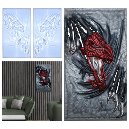 3D Dragon Wall Hanging Crystal Epoxy Silicone Mold Casting DIY 1