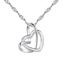 1Pc Lovely Heart Shaped Necklace Pendant Stylish Silver Jewelry