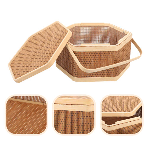 Storage Basket Bamboo 1pcs 9.4x9.4x5.5in 2