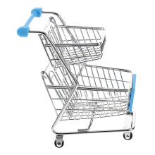 Sky-Blauwe Mini Supermarkt Karretje Van Ijzer Voor Bureauopslag