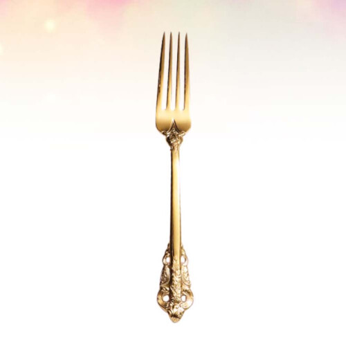 1set Engraved Fork In Golden For Western Dinnerware Home Dining 1