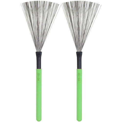 1Pair Maple Handle Drum Brush Green High-Carbon Steel for Percussion
