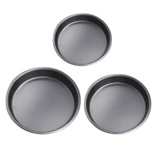 3Stk Carbonstahl Pizza Backform Antihaft Rund Schwarz Küchenbackblech