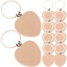12Pièces Ornements Bois Brut Beige Pour Porte-Clés Décorations