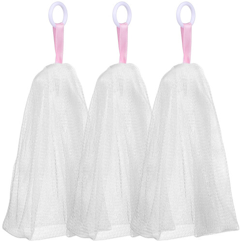 3 Pcs Exfoliating Soap Pouch Saver Bag Foaming Net Drawstring Mesh