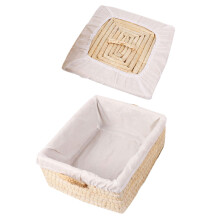 Straw Corn Husk Bread Basket Beige Multi-Purpose Storage 1pc