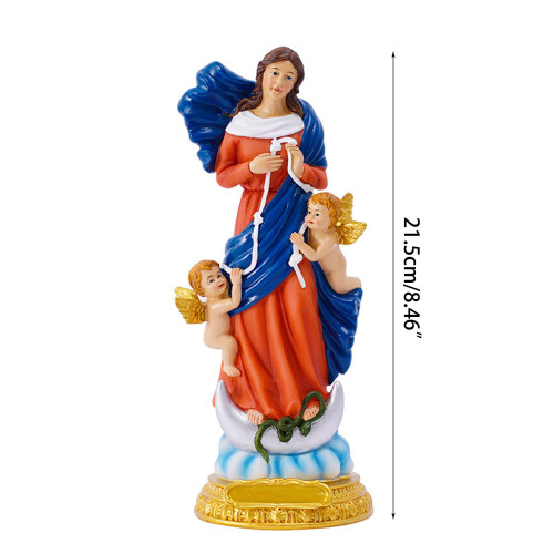 Resin Virgin Statue Catholic Figurine Decktop Double Babies 2