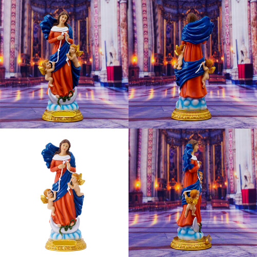 Resin Virgin Statue Catholic Figurine Decktop Double Babies 1