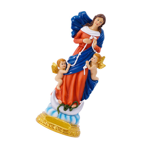 Resin Virgin Statue Catholic Figurine Decktop Double Babies
