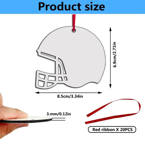20Pcs DIY Blank Sublimation Helmet Ornaments MDF Personalized 2