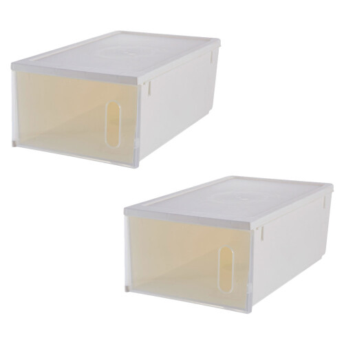 2Pcs Durable Transparent Shoes Storage Box Plastic Organizer for Home