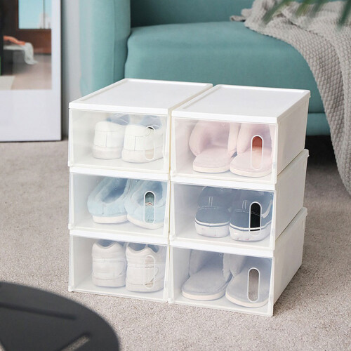 2Pcs Durable Transparent Shoes Storage Box Plastic Organizer for Home 2