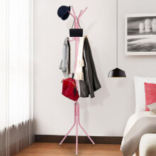 (Pinke) CROWNSHOP 175cm Coat Stand Garment Rack Metal 12 Hooks Clothes Rail Hat Umbrella Hanger Hanging 3 Tier Freestanding Storage Holder Hat Handb