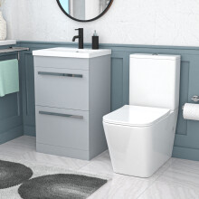 Nes Home 500mm Matte Grey 2 Drawers Vanity Rimless Square Close Coupled Toilet
