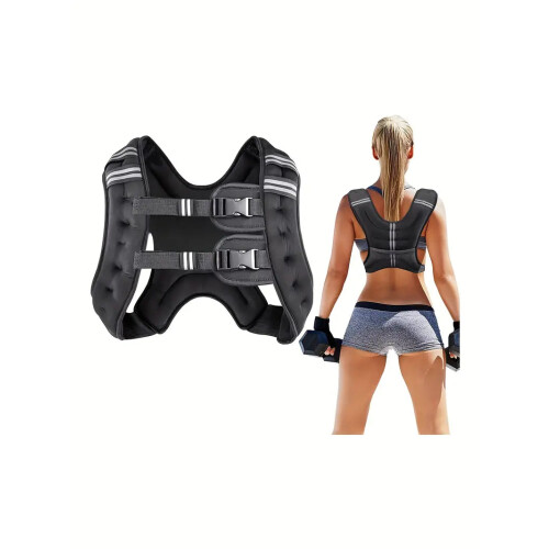 18Lbs Weighted Vest - Adjustable, Solid Black