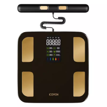 Eight-Electrode Body Fat Scale with Free Smart Skipping Rope - Dark Night Black