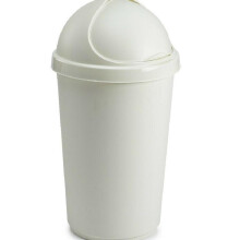 (Cream 50L) 30L & 50L Plastic Bullet Bin Kitchen Office Home Waste Rubbish Dustbin Flap Lid Cream Bucket UK