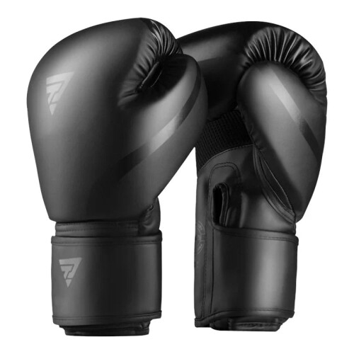8oz PU Leather Boxing Gloves Unisex Training Gloves Black 1