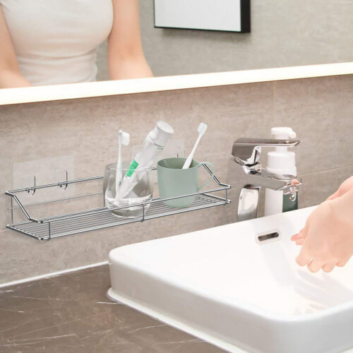 Bathroom Storage -Mounted Hanging Rack Stainless Steel Storage Shelf 2