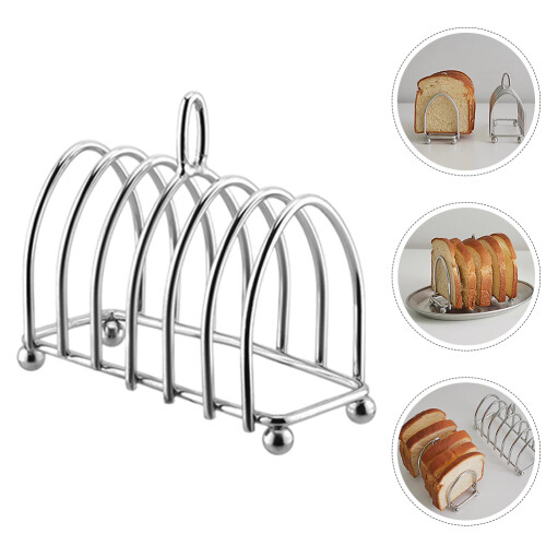 Breakfast Bread Slice Storage Rack Kitchen Countertop Silver 1