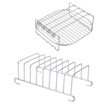 Raindrops 1 Set 2pcs Stainless Steel Air Fryer Grill Toast Rack Silver