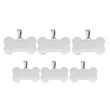 Mlins 6 Pcs Pet Toys Key Chain Diy Craft Tags 4.2x2.2x0.2cm Silver