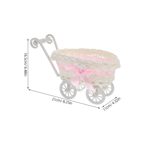 Mini Woven Baskets With Handle Fake Rattan Storage Trolley 1