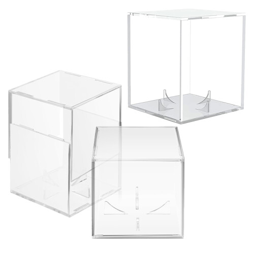 3 Pcs Baseball Display Box 8.00x8.00x8.00cm Transparent