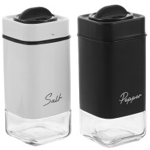 2Pcs Glass Salt and Pepper Shaker Set Rotating Spice Organizer