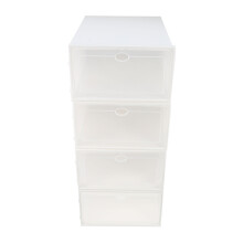 4Pcs White Waterproof Plastic Shoe Storage Boxes with Transparent Lid