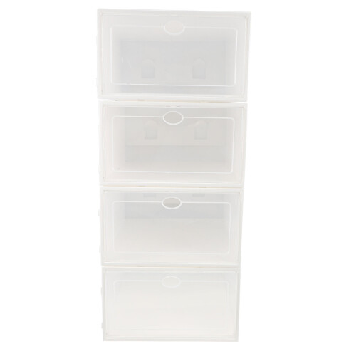 4Pcs White Waterproof Plastic Shoe Storage Boxes with Transparent Lid 2