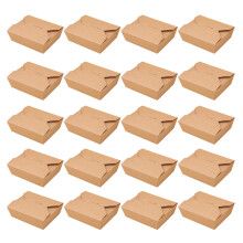 20pcs Kraft Paper Lunch Boxes 2000ml