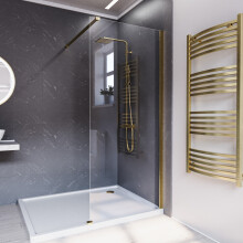 Nes Home Brushed Brass 700mm Wet Room Screen & Support Bar