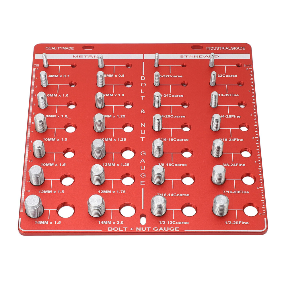 28 Thread Nut And Bolt Size Gauge, Stainless Steel, Inch & Metric 4651349366980