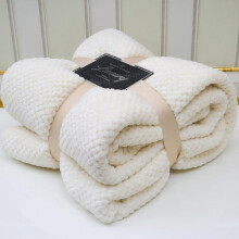 (CREAM, KING [200CM*240CM]) Luxury Popcorn Waffle Blanket Fleece Travel Throw Sofa Bed Warm Cosy Double King