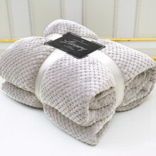 (SILVER, DOUBLE [150CM*200CM]) Luxury Popcorn Waffle Blanket Fleece Travel Throw Sofa Bed Warm Cosy Double King