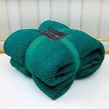 (GREEN, DOUBLE [150CM*200CM]) Luxury Popcorn Waffle Blanket Fleece Travel Throw Sofa Bed Warm Cosy Double King