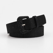 Ceinture rétro à paillettes PU Taille unique 106x3.7cm Noir