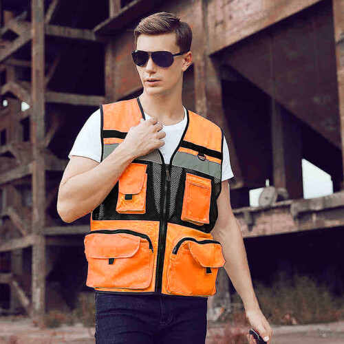 High Visibility Reflective Safety Vest Zip Pocket 2